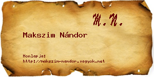 Makszim Nándor névjegykártya