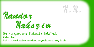 nandor makszim business card